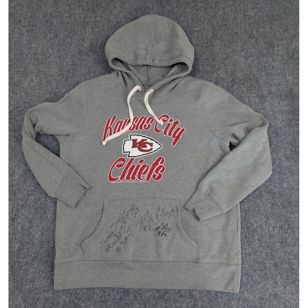 Kansas City Chiefs Autographed Hoodie Womens XL Gray Tony Reed Jamall‎ Charles +